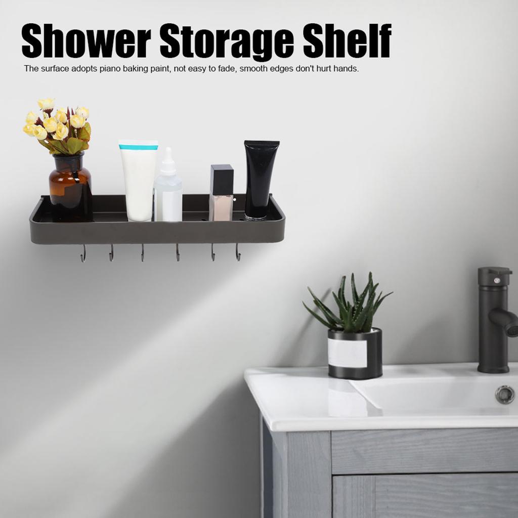 Bathroom Shower Shelf Wall Mounted Towel Storage Rack Shampoo Organizer Holder