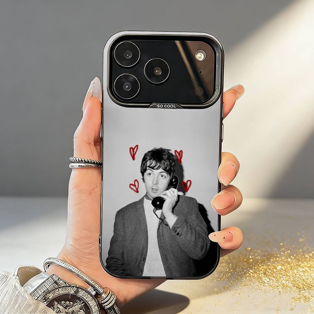 Singer P-Pau-M-McCartney Phone Case For iPhone17 16 15 14 13 12 Pro Max Grey Black Matte Laser Metallic Aurora Funda