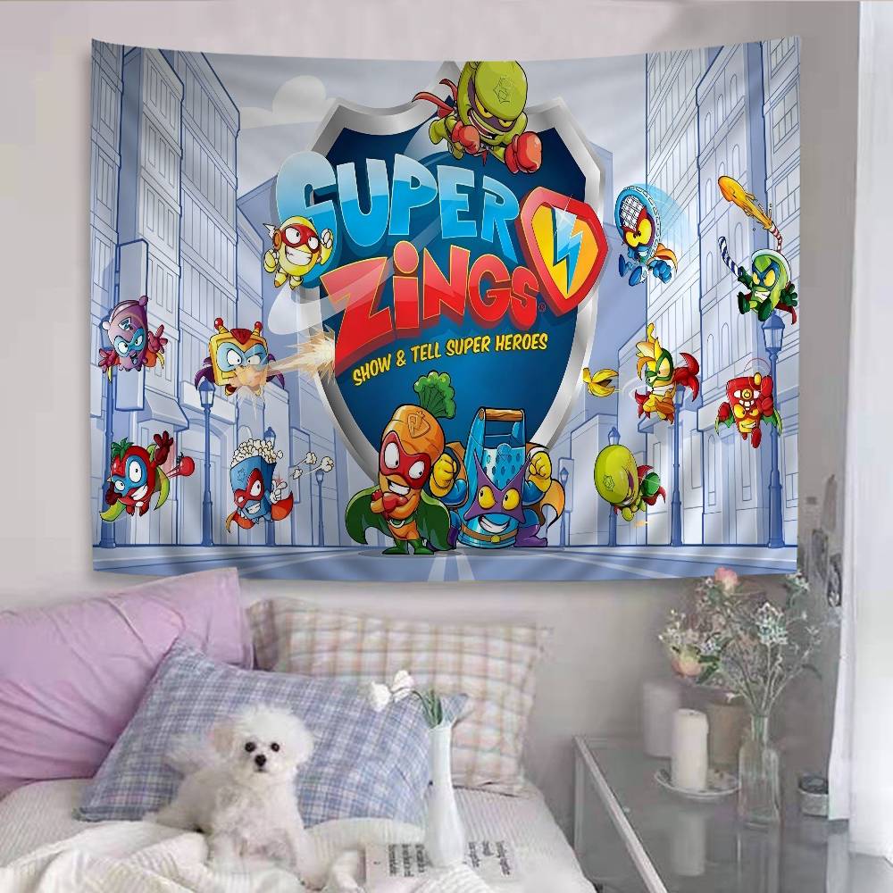 Cute Cartoon Super Zings DIY Wall Tapestry Hanging Tarot Hippie Wall Rugs Dorm INS Home Decor