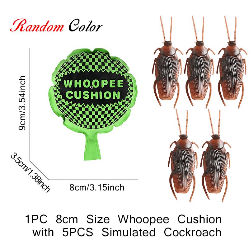 

1PC Random Color Whoopee Cushion 5PCS Simulate Cockroach Decorative Bug Festival Party Souvenir Prank Interactive Game Props ZYF