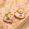 Colorful Geometric Heart Flower Drip Oil Stainless Steel Earrings & Necklace Set