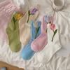5Pairs Sweet Tulip Flower Socks Thin Socks for Women Soft Mid Tube Socks  Lady