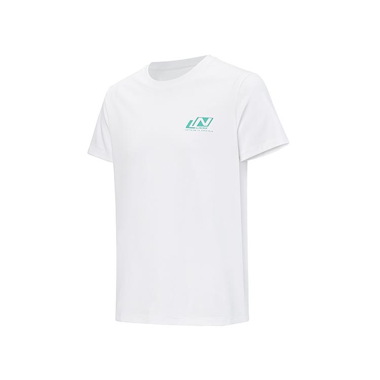 Li Ning Table Tennis Series Logo Print Breathable Moisture-Wicking Sports Casual Short Sleeve T-Shirt Unisex Tops White ATSV607-2