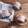 Unterglasur Handbemaltes Keramik-Tassen-Set Grobkeramik Niedliches Muster Große Kaffeetasse für Paare Passendes Paar Geschenk