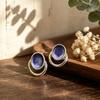 Elliptical enamel environmentally friendly alloy stud earrings double-layer ring design daily commute personalized niche earrings