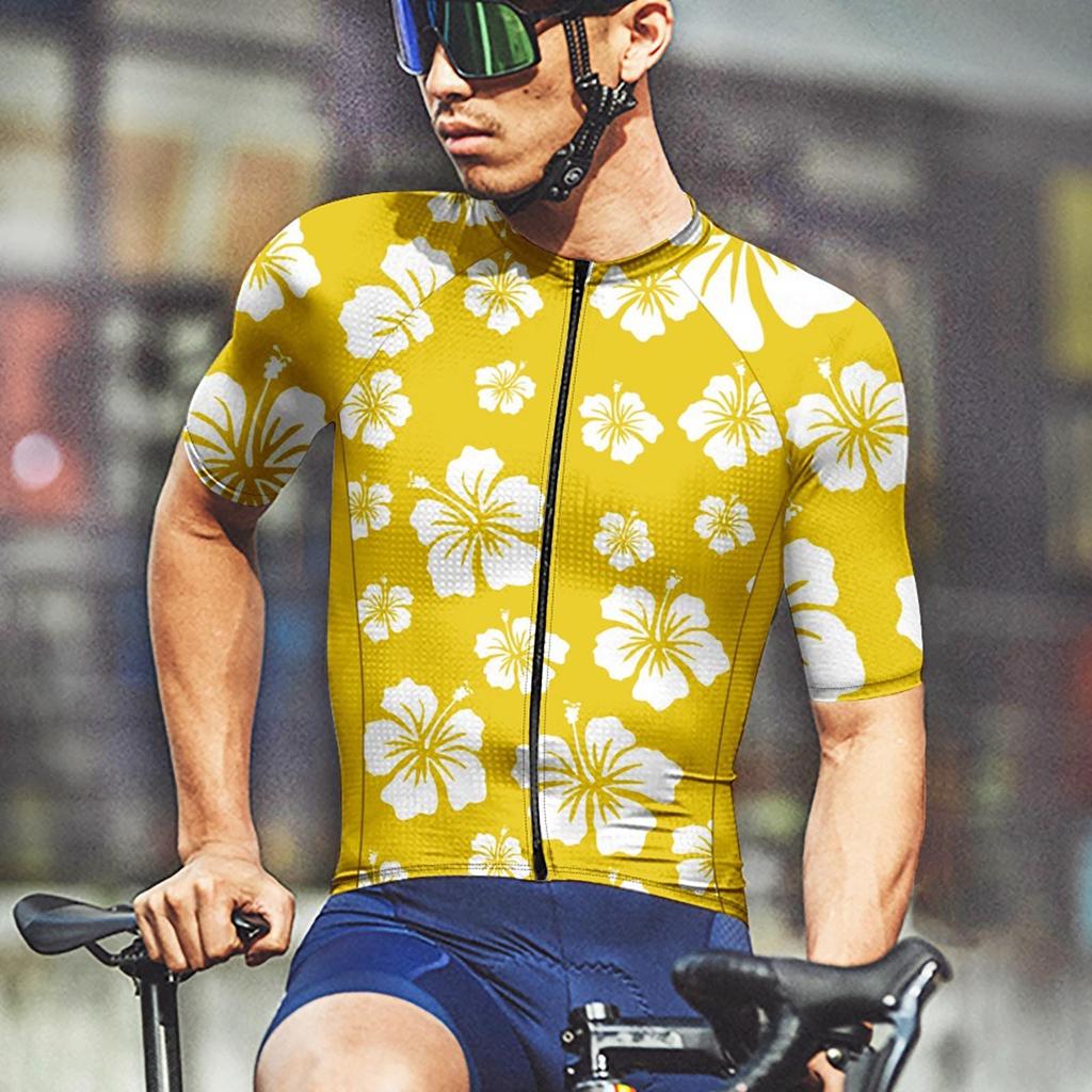 Summer Men's Short Sleeved Cycling Suit 3D Printed Elastic Tight Top