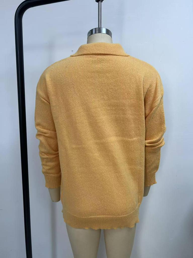 2025 European & American Knitted Women's Cardigan Sweater Coat - Solid Color, Autumn/Winter Casual Fashion