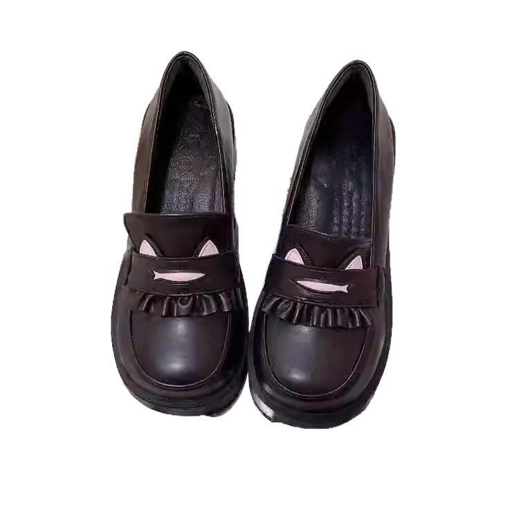 2025 New Japanese Jk Uniform High-heeled Mary Jane Small Leather Shoes Women's British Style Spring Platform Heightened Loafers