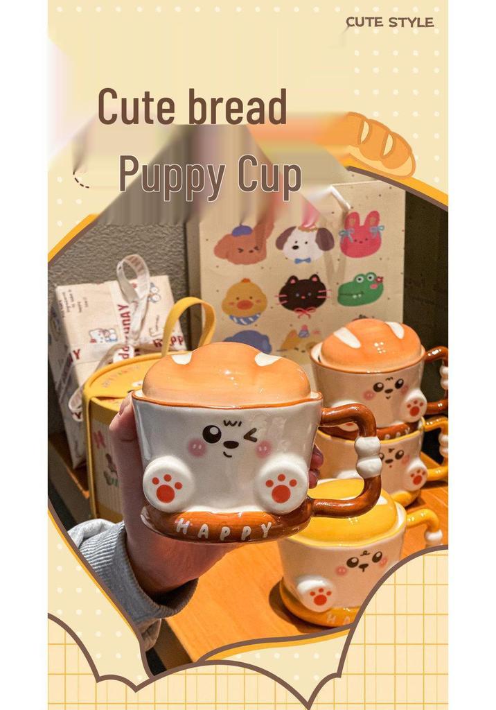 Cute Bread Ceramic Mug: Practical Souvenir for Boys & Girls with Creative Gift Box