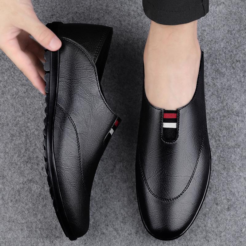 

Men s shoes 2025 summer new men s outdoor driving non-slip flat bottom comfortable low-top lazy foot casual leather shoes 36