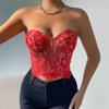 High-End Sexy Lace Eyelash Floral Tube Top for Women 11075