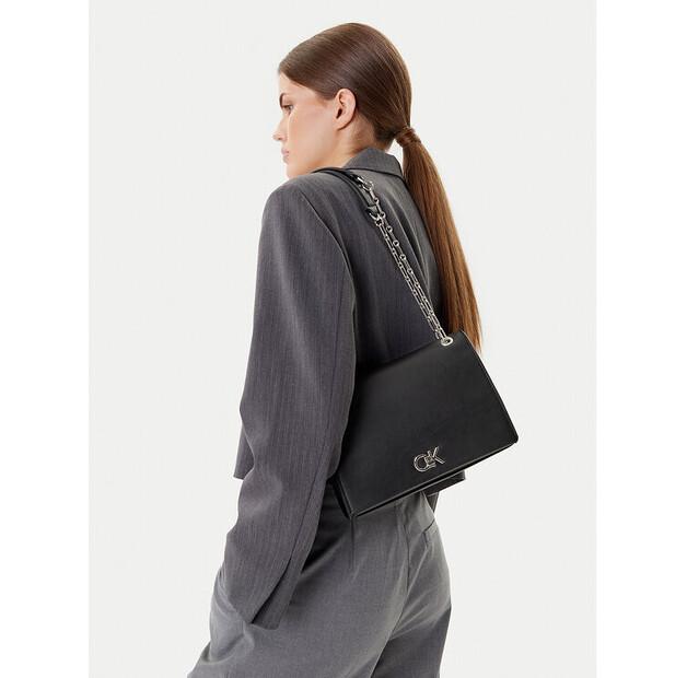 Handbag Calvin Klein Re-Lock Medium Chain LV04F3104G Black