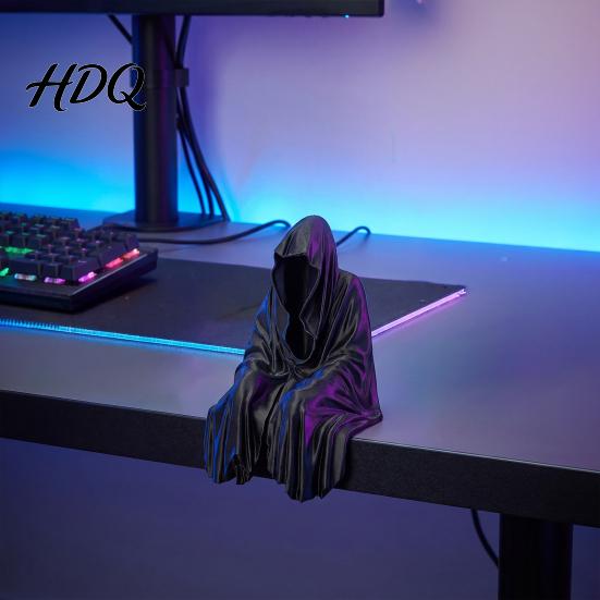 Detailed Black Robe Figure Faceless Shadow Statue Abstract Dark Art Craft 3D