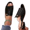 Women’s Black One-Strap Block Heel Sandals, Plus Size Casual Slip-On Shoes