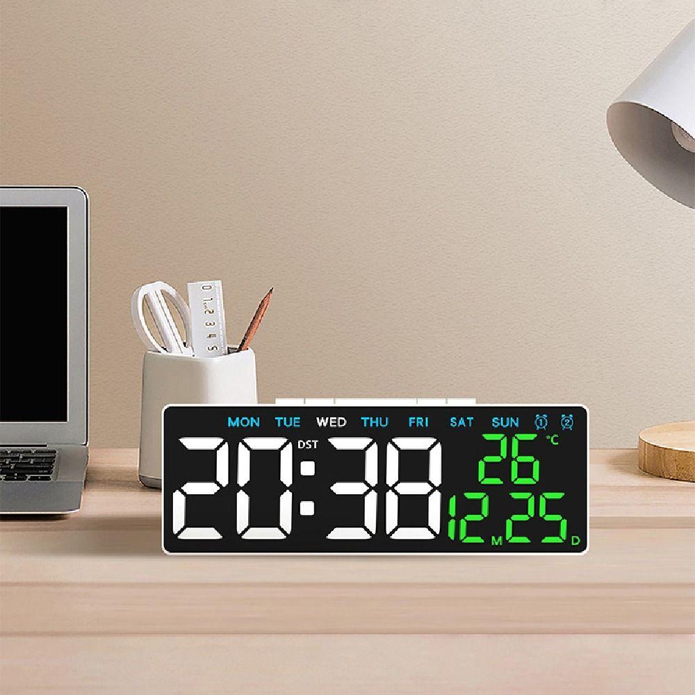 2 Alarms Large Digital Clock 12/24H Format Dual Control Table Clock Alarm Clock  for Living Room