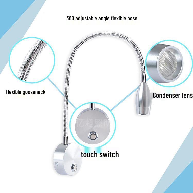 Smart Touch LED Gooseneck Wall Light with Stepless Dimming & Eye Protection