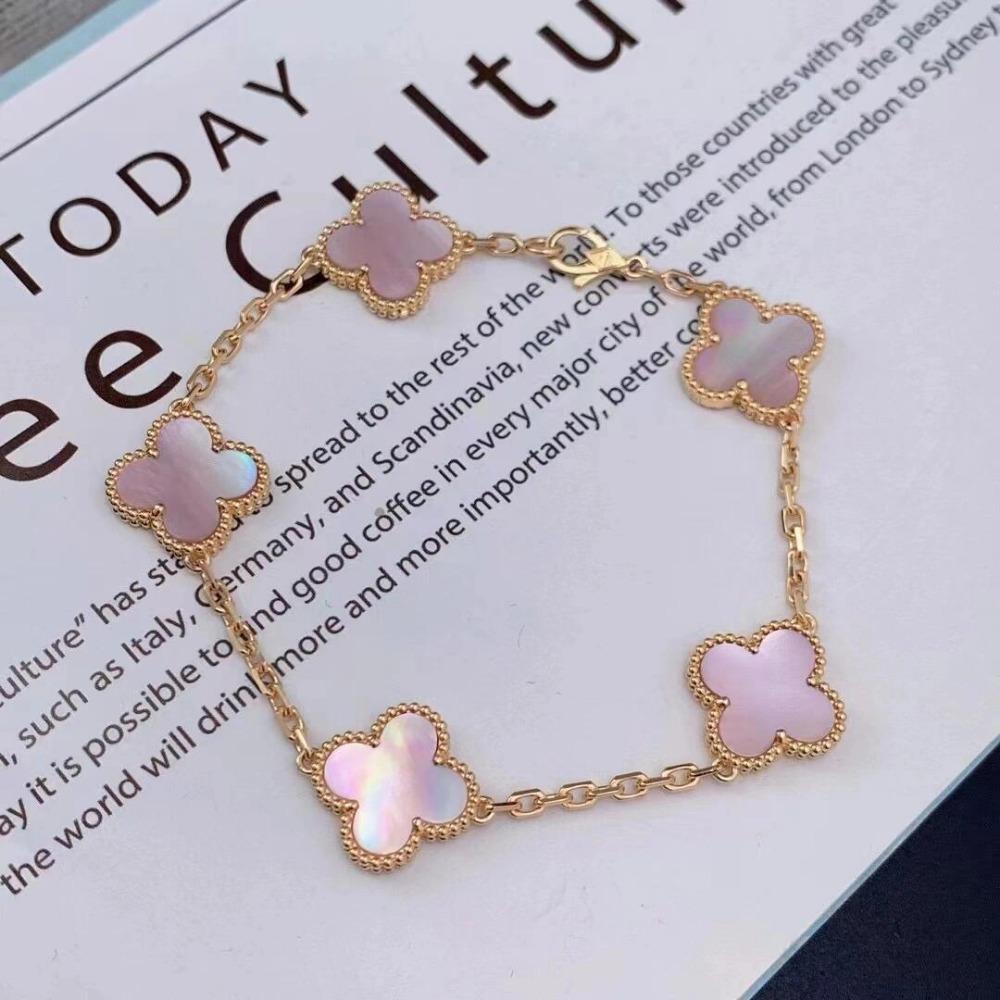 High-quality Version Clover Bracelet Five-flower Agate and Mother-of-pearl Bracelet Six-flower Laser-cut Chalcedony Jewelry/bangle