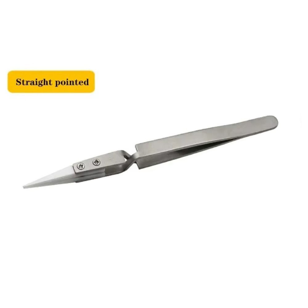 3 PCS Straight Tip Ceramic Tweezer Soldering Anti-Static Tweezers Soldering Tweezers Hand Tool