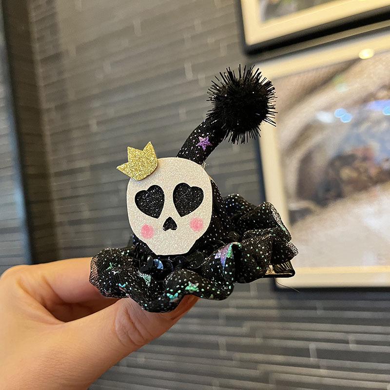 Evropský a americký halloweenský klobouk z dýně a tmavá čelenka s lebkou, sponka do vlasů pro dětské fotografie