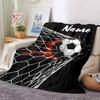 Custom Name Soccer Theme Printed Blanket - Perfect for Couch, Bed, Travel & Outdoor Use | Machine Washable, Cozy & Durable.