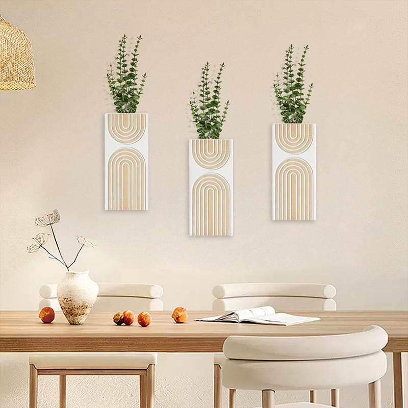 30cm*14cm Floral Art Home Flower Vase Crafts Wood Ornaments Wall Hanging Handmade Bohemia Garden Home Decoration