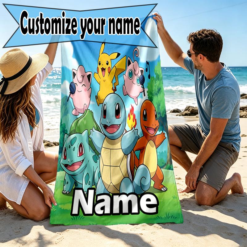 Custom Name Personalized card game Print Beach Towel, for Trip Camping Beach Party Home Decor, Birthday Gift for Family & Friends