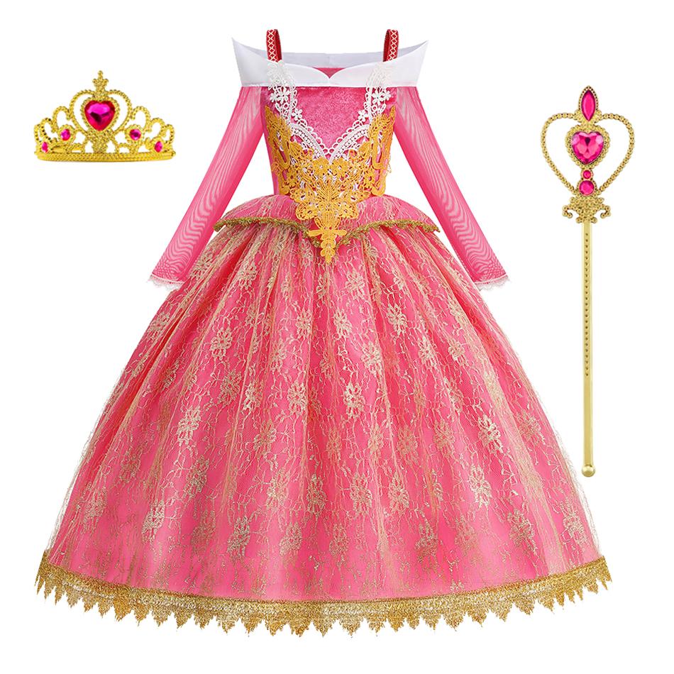Costume Principessa Bambina Aurora Vestidos Vestito Cosplay Bambina Halloween Carnevale Compleanno Outfit Festa Abito da Ballo