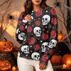 Women's Casual Long Sleeve Halloween Print Neck Sweatshirt