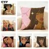 American-style Girls' Anime Cushion Cover Household Decoration Linen Sofa Cushion Cover: Skin-Friendly & Breathable With Invisib