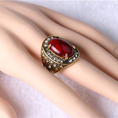 Unisex Pierścionek z turkusową inkrustacją i cyrkoniami Retro Pierścionek dla mężczyzn i kobiet Biżuteria na imprezę