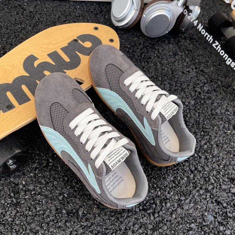 

Кожаные толстоподошвенные увеличивающие рост немецкие тренировочные туфли женские 2025 новые универсальные на плоской подошве ретро туфли Форреста Гампа красные кожаные повседневные туфли 40 серый