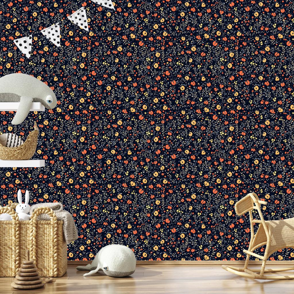 Ladybugs Navy Blue and Burgundy Wallpaper for Living Room and Bedroom 50x1000