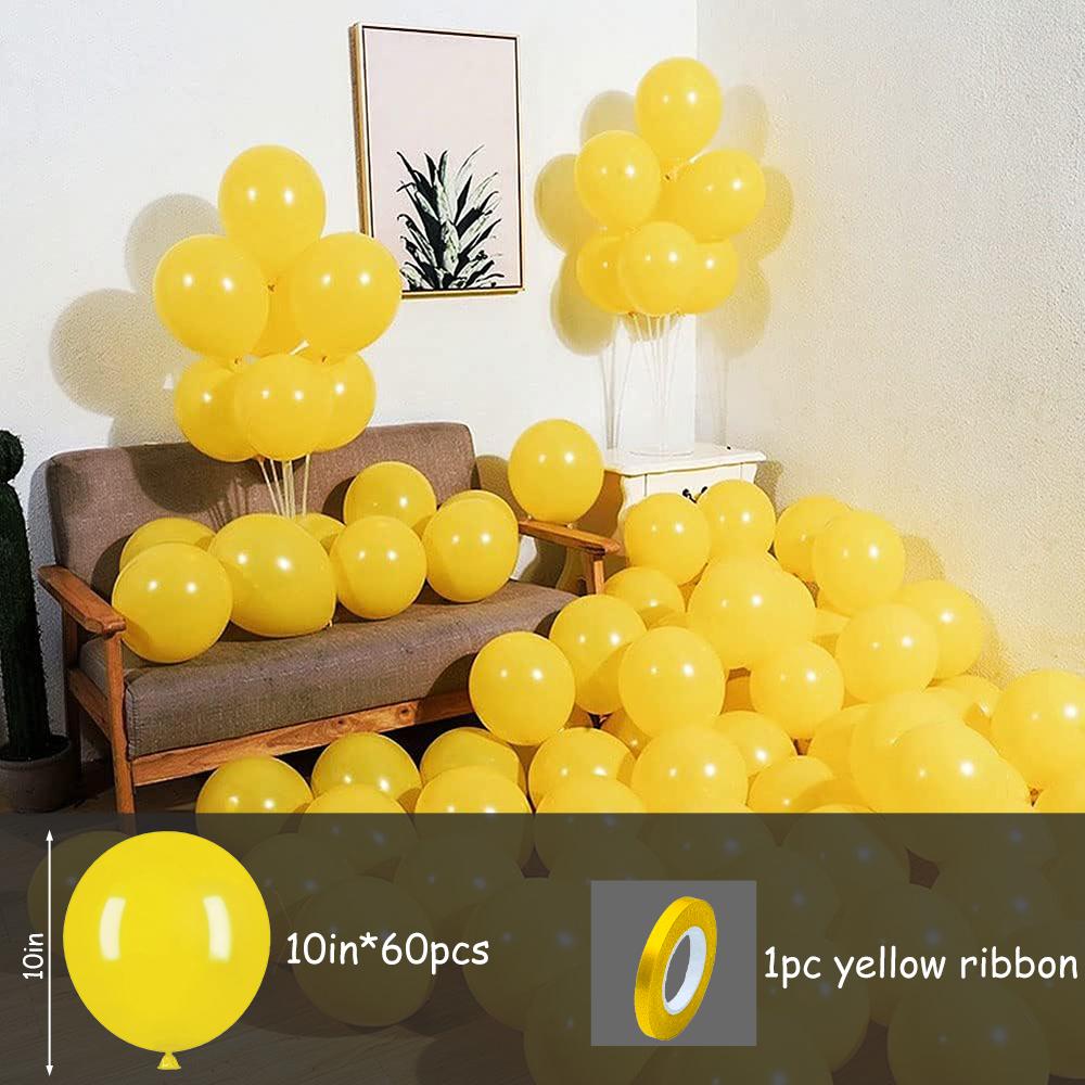

60PCS multi-color latex balloon set suitable for birthday parties, weddings, Valentine s Day party decoration Other жовтий