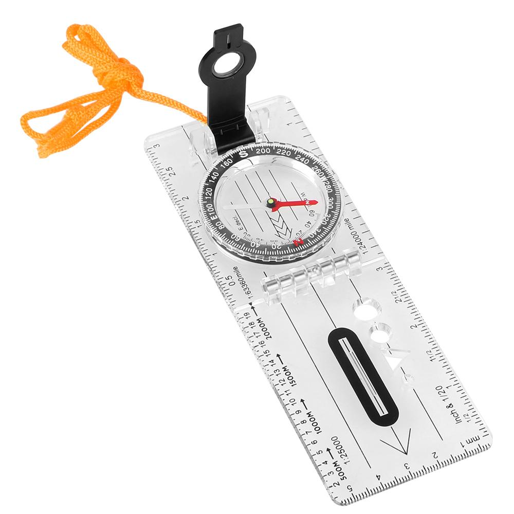 Compass Map Scale Ruler Folding Survival Waterproof Multifunctional for Outdoor Hiking Camping Survival Guiding Tool