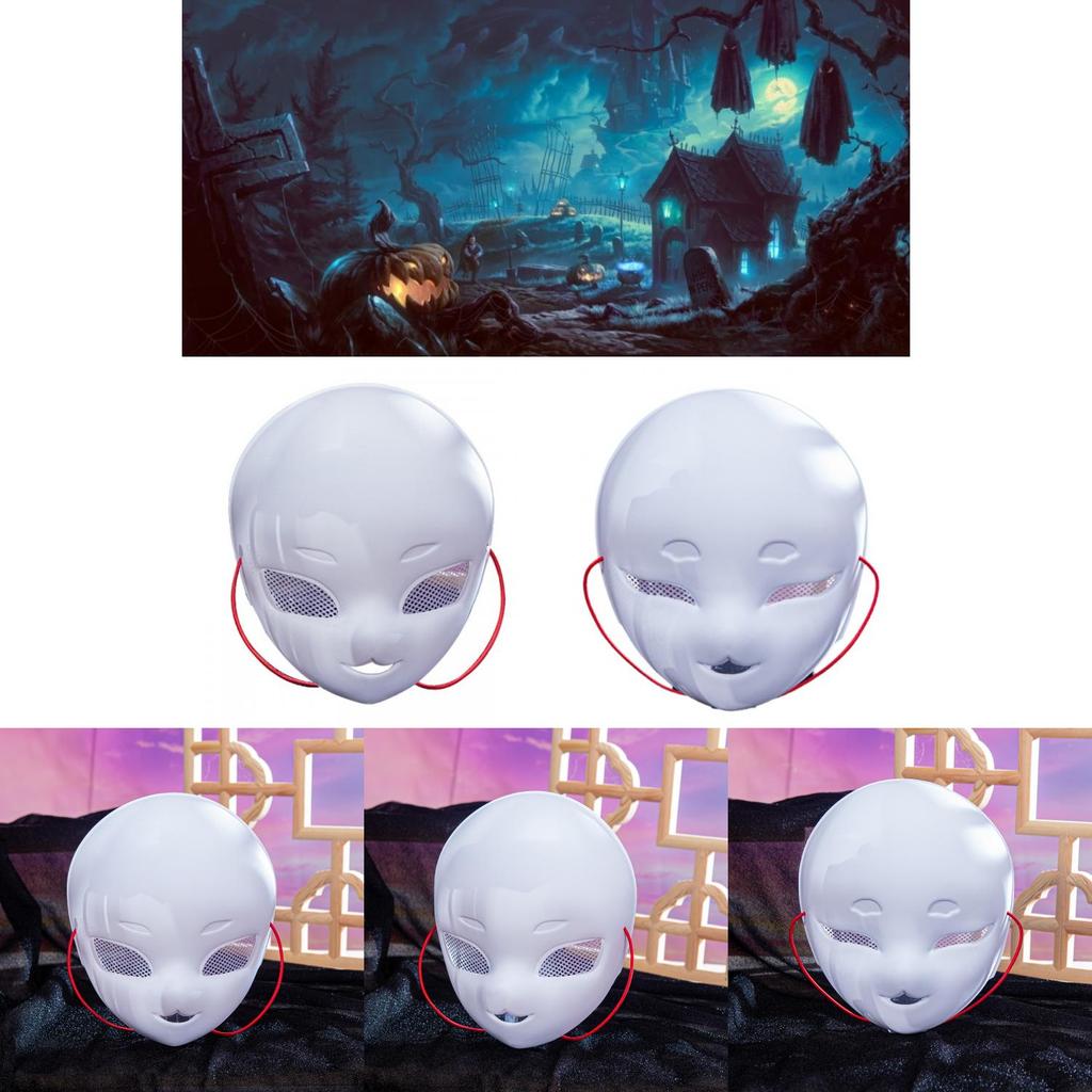 Adorable White Fox Face Mask For Kids Featuring Mesh Design And Handcrafted Detail