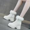 Fashion 9CM Genuine Leather Fashion Women Ankle Booties Platform Wedge Flats Winter Plush Autumn Warm Boots Spring Shoes Chimney