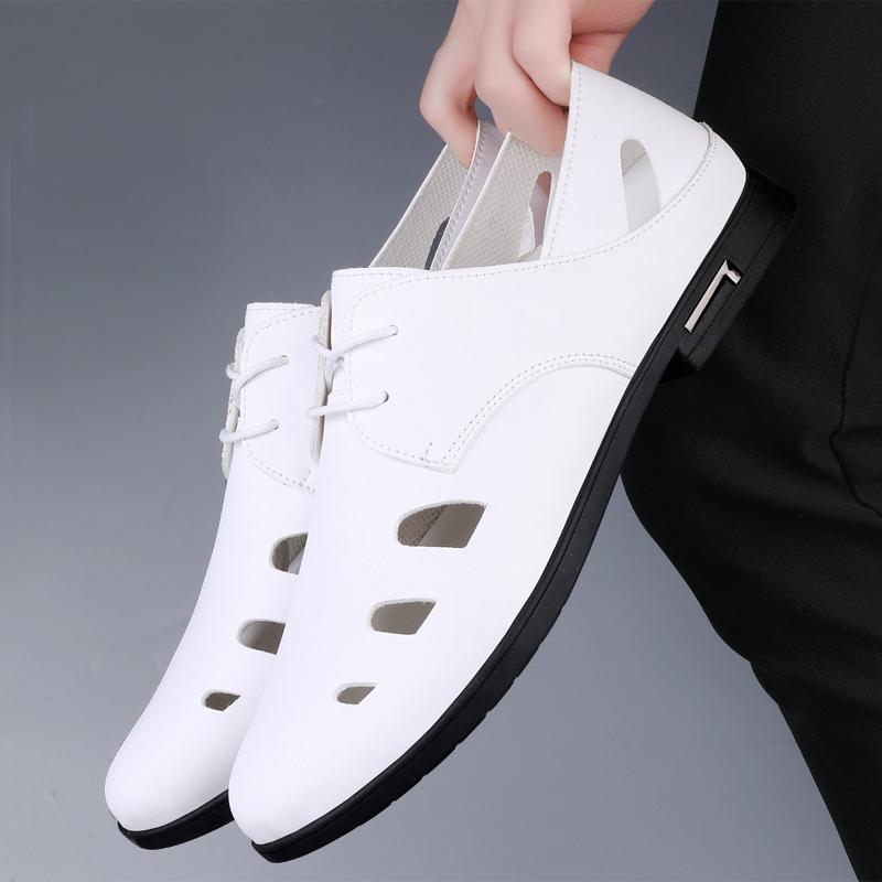 

Мужские кожаные сандалии мокасины мужские деловые сандалии итальянского стиля ручной работы кожаные белые черные офисные туфли мужские сандалии 41 белый