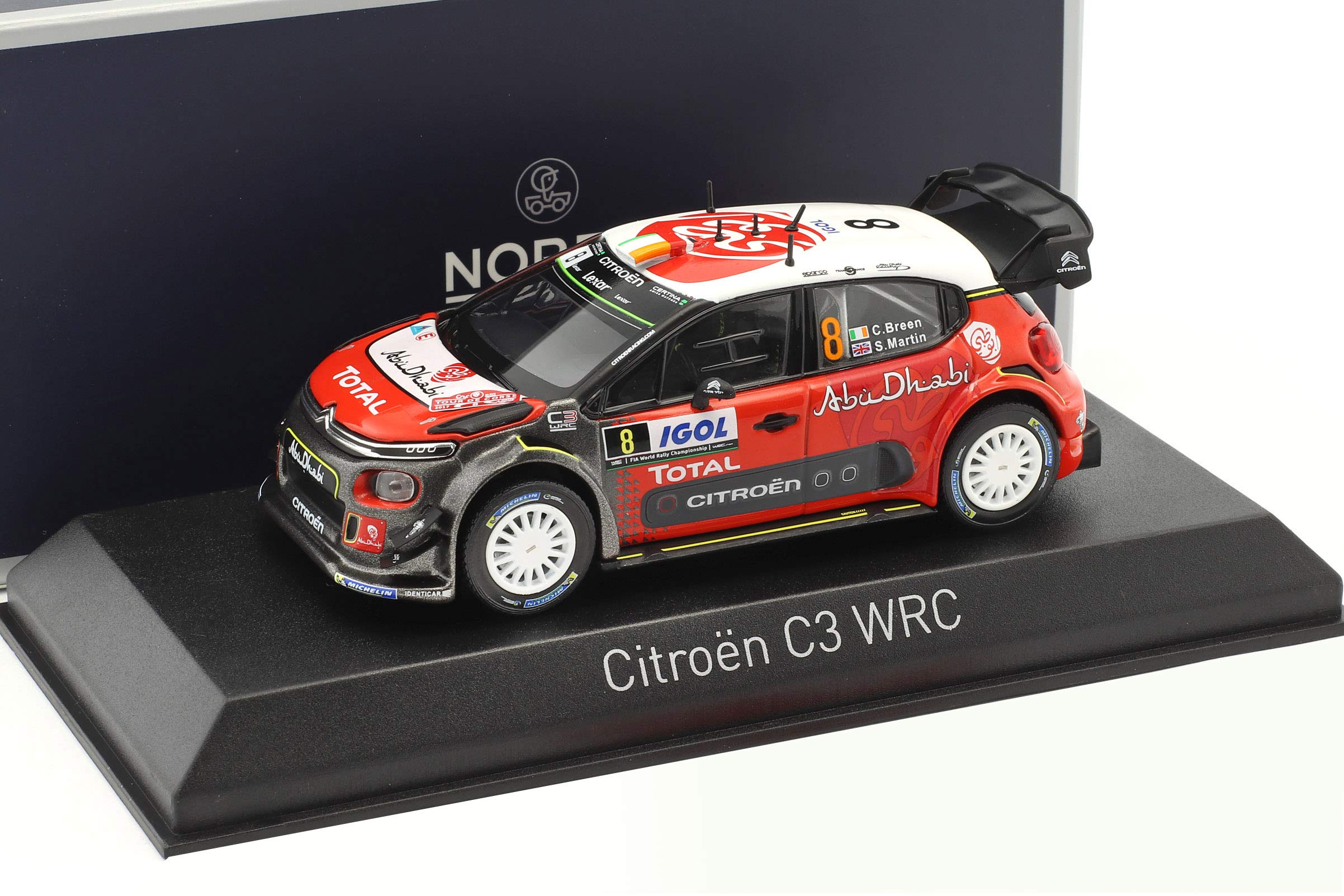 

Norev Citroen C3 WRC 2017 Tour de Corse Rally Martin 1/43 #8 C. Брин/С.