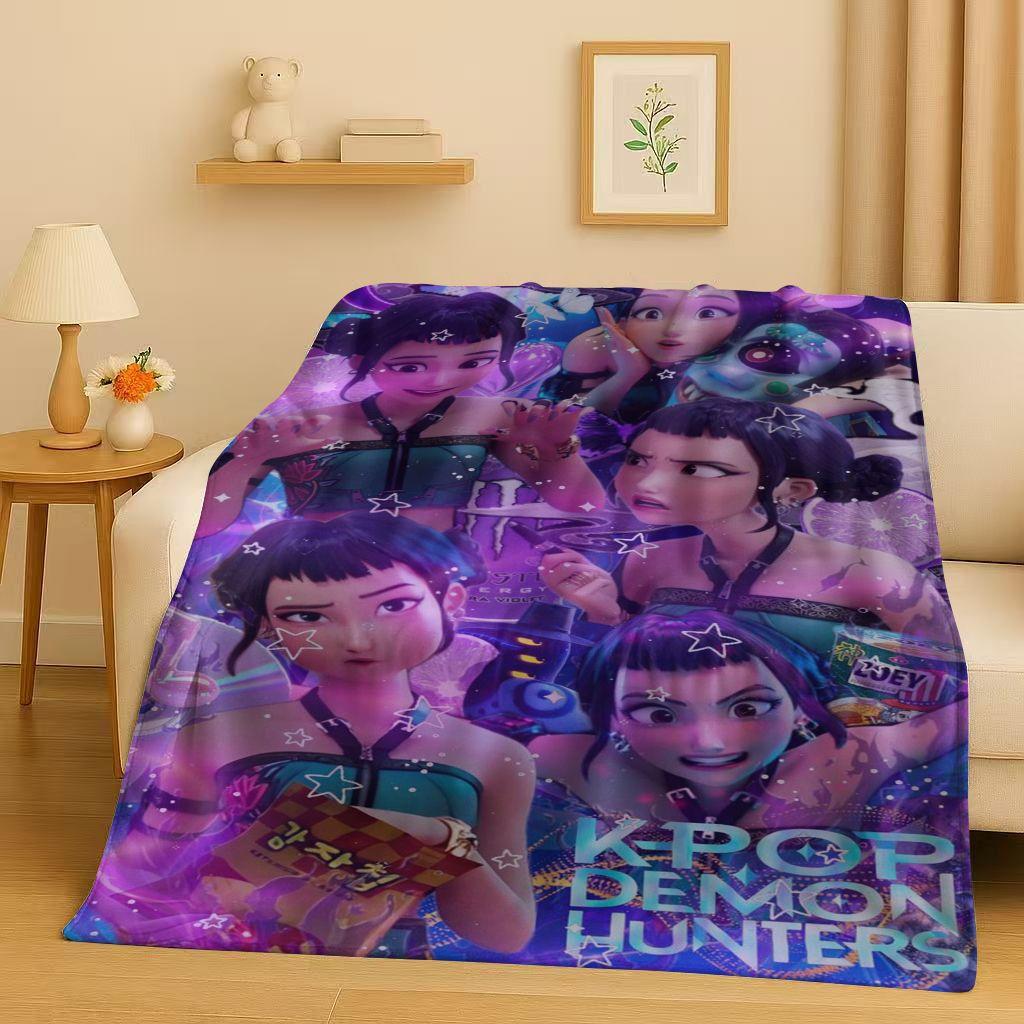 2026 Neue Cartoon Kpop Dämonenjäger Zoey Rumi Mira Musik Flanelldecke, Ultraweiche Plüschdecke für Zuhause Schlafzimmer Bett Sofa Abdeckung