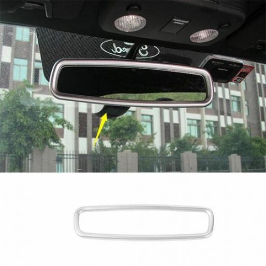 For Ford Mustang 2015- Matte Silver Interior Rearview Mirror Frame Trim 1PCS