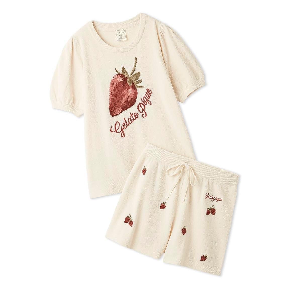 gelato pique Airy Moco Strawberry Jacquard Pullover Shorts Set PWNT264111 Ladies