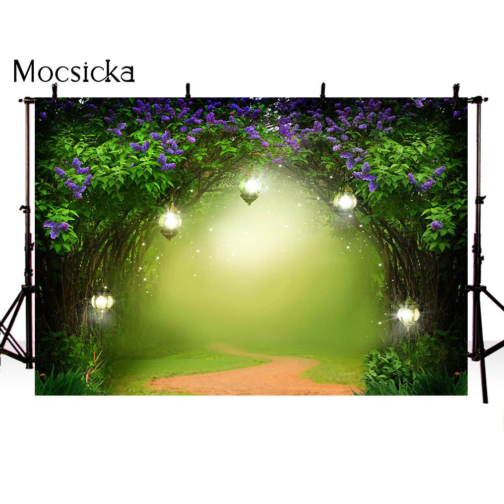 Photography backdrop forest jungle background for photo studio party decoration supplies dessert table banner green Palm tree