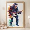 Plakat Małpa Z Gitarą Plakat Małpa Z Gitarą, 50X70 Cm, Rama Drewniana Jasny Dąb, Papier Matowy 230 Gsm