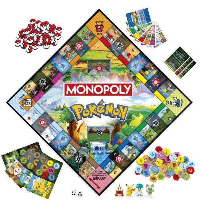 Monopoly pokémon, jeu de société de plateau, 2 à 4 joueurs, jeux pour enfants et fans de pokémon, env. 45 minutes, dès 8 ans