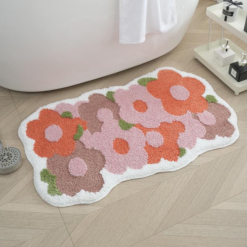 Absorbent Non-Slip Velvet Bathroom Floor Mat - High/Low Pile, Dirt-Resistant, Multi-use for Bathroom or Coffee Table