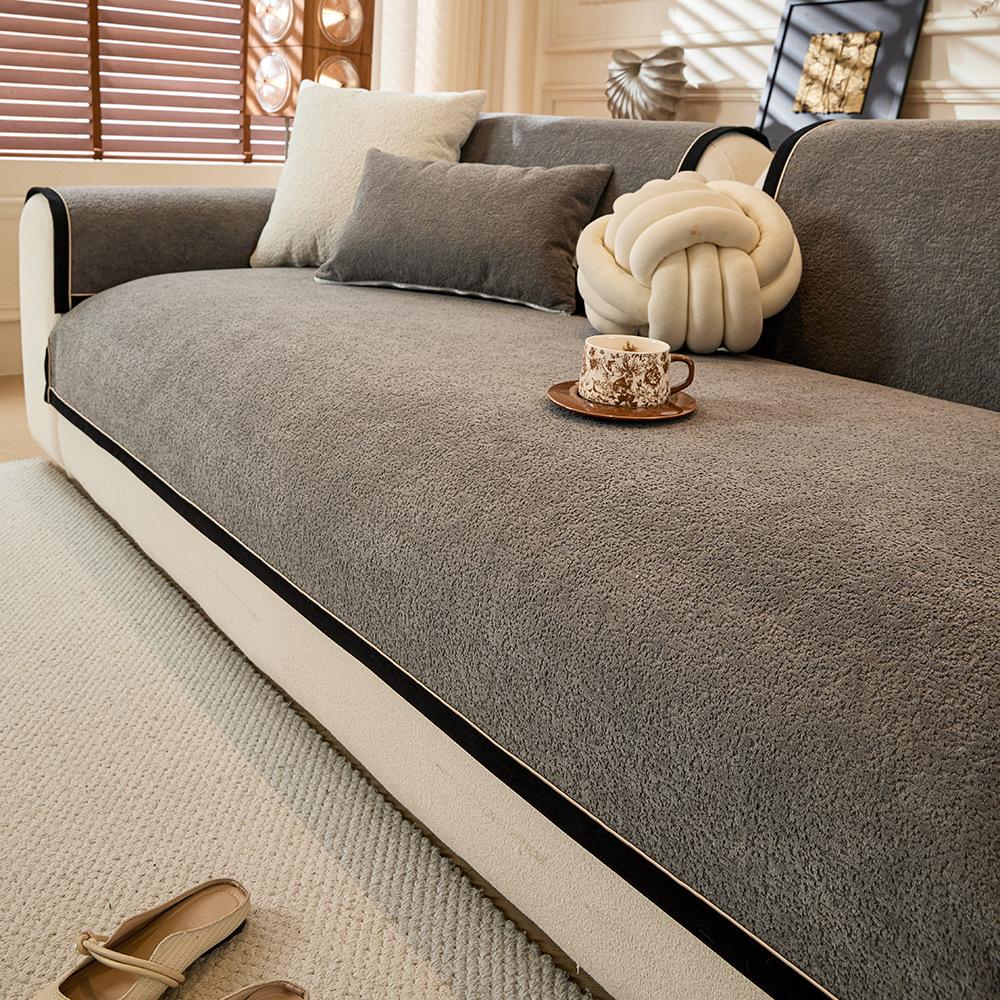 Cream Wind Seat Cushion Four Seasons Universal Sofa Cushion Chenier Non-Slip Modern Home Leather Sofa Cover Backrest Cover