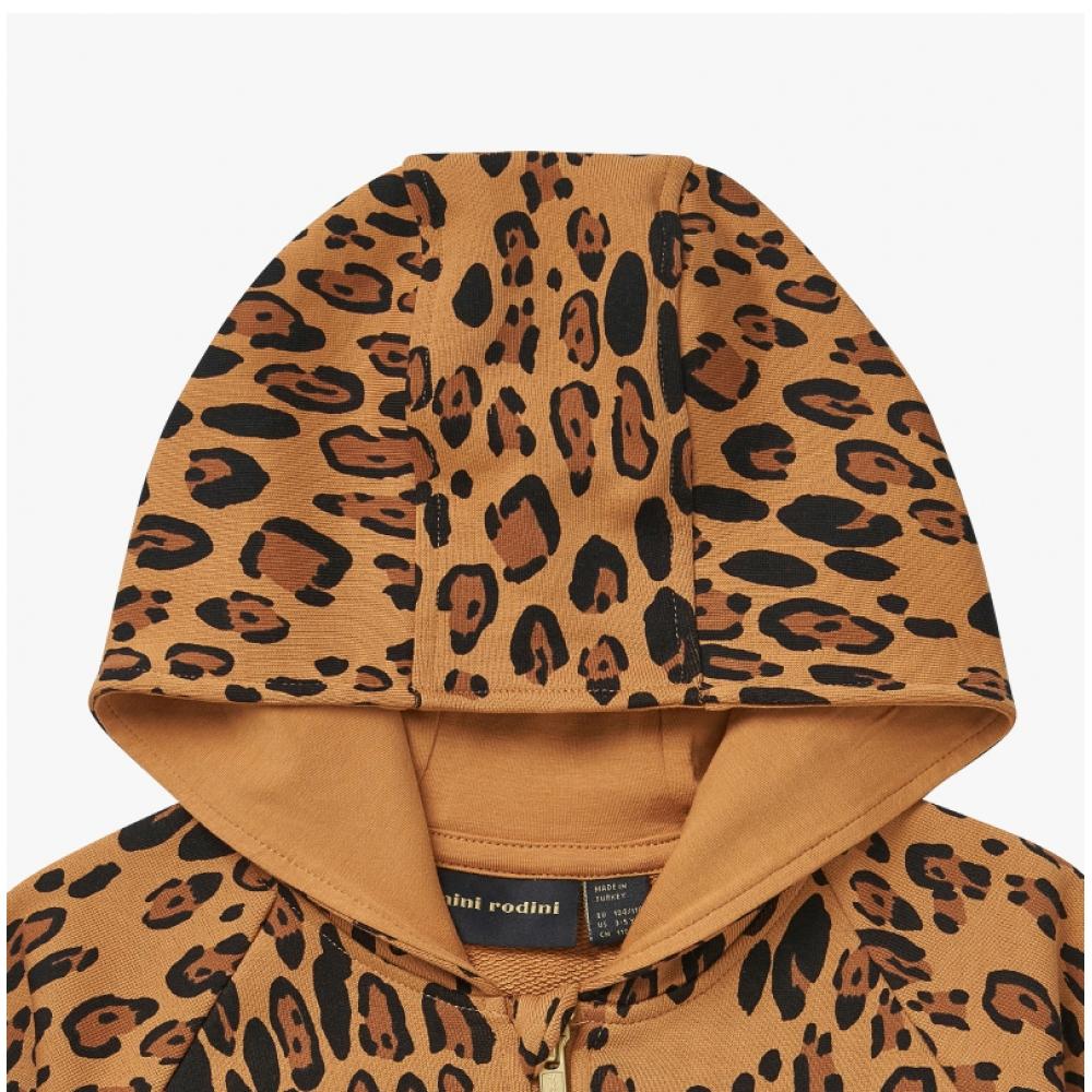 Mini Rodini 1000014113 Basic Leopard Zip Hoodie Leopard Barnhuvtröja med dragkedja