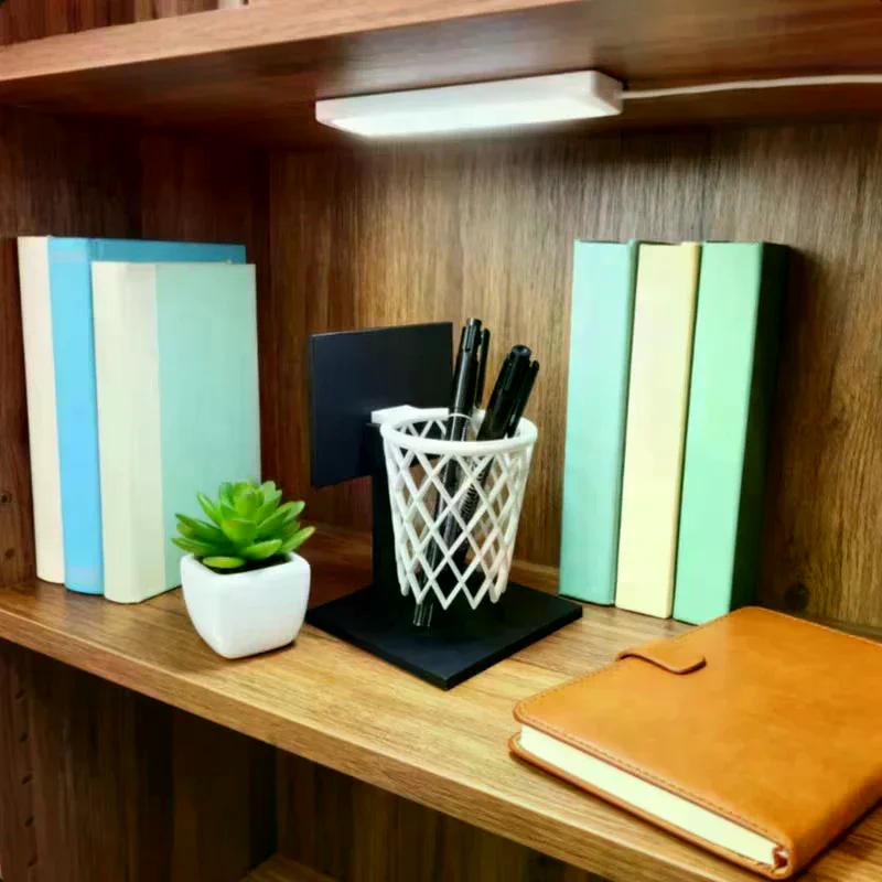 1PC Creative Basketball Hoop Pen Holder Desktop Organizer With Base Space-Saving Decorative Accessory Home, School, Office Decor