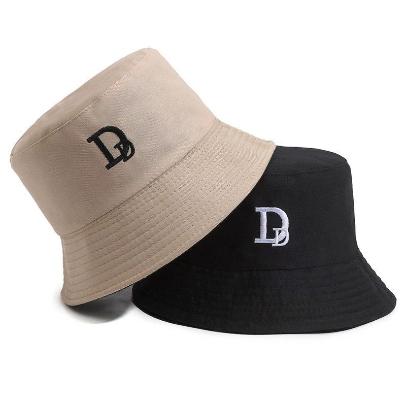 Double-sided Bucket Hat Female Embroidery Two-sided with Sun Hat Four Seasons Fashion Basin Hat Fresh Bucket Hat