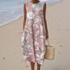 Women's Fashion Casual Sleeveless Round Neck Floral Elegant Temperament Dress